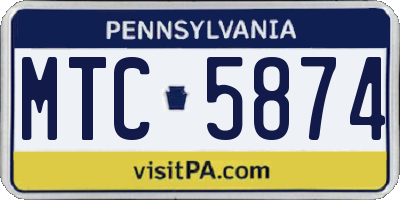 PA license plate MTC5874