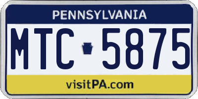 PA license plate MTC5875