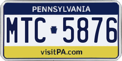 PA license plate MTC5876