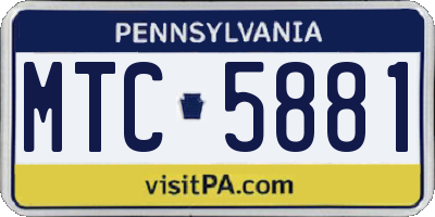 PA license plate MTC5881