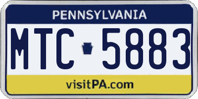 PA license plate MTC5883