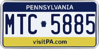 PA license plate MTC5885