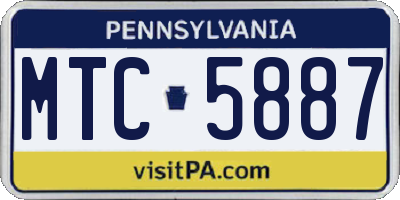 PA license plate MTC5887
