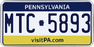 PA license plate MTC5893