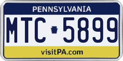 PA license plate MTC5899