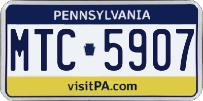 PA license plate MTC5907