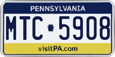 PA license plate MTC5908