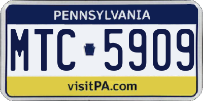 PA license plate MTC5909