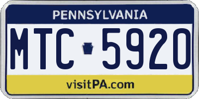 PA license plate MTC5920