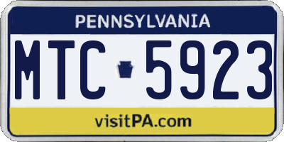 PA license plate MTC5923