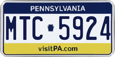 PA license plate MTC5924