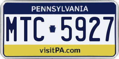 PA license plate MTC5927
