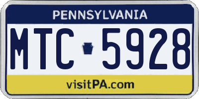 PA license plate MTC5928