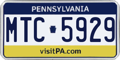 PA license plate MTC5929