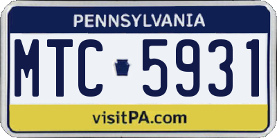PA license plate MTC5931