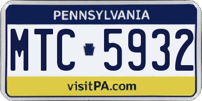 PA license plate MTC5932