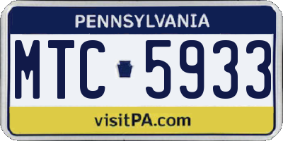 PA license plate MTC5933