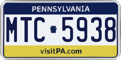 PA license plate MTC5938