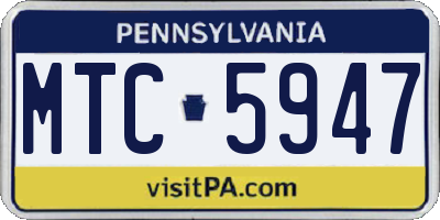 PA license plate MTC5947