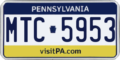 PA license plate MTC5953