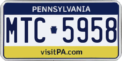 PA license plate MTC5958