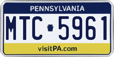 PA license plate MTC5961