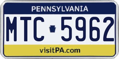 PA license plate MTC5962