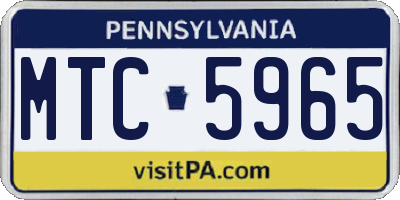 PA license plate MTC5965