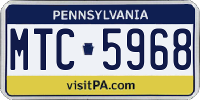 PA license plate MTC5968