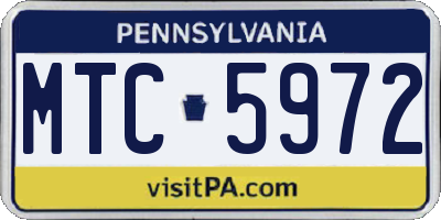 PA license plate MTC5972