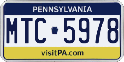 PA license plate MTC5978