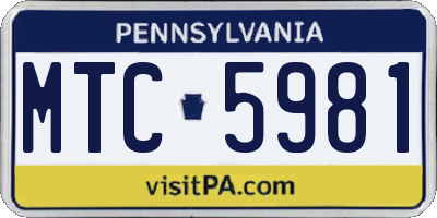 PA license plate MTC5981
