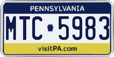 PA license plate MTC5983