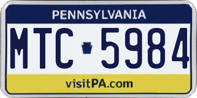 PA license plate MTC5984