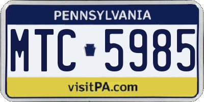 PA license plate MTC5985