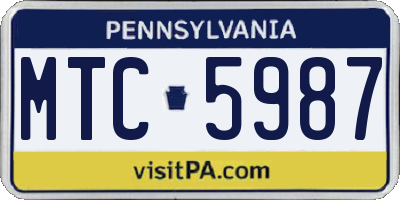 PA license plate MTC5987