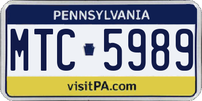 PA license plate MTC5989