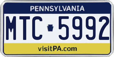 PA license plate MTC5992