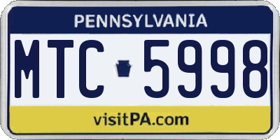 PA license plate MTC5998