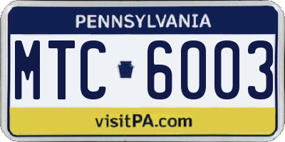 PA license plate MTC6003