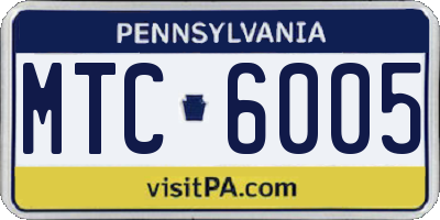 PA license plate MTC6005