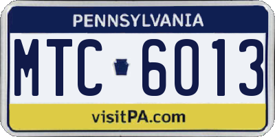 PA license plate MTC6013