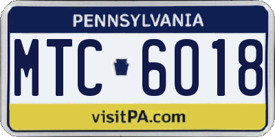PA license plate MTC6018