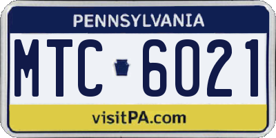 PA license plate MTC6021