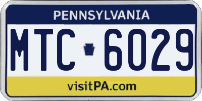 PA license plate MTC6029
