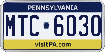 PA license plate MTC6030