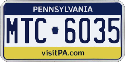 PA license plate MTC6035