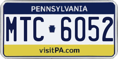 PA license plate MTC6052