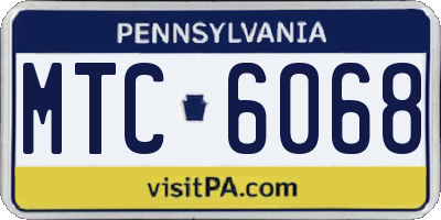 PA license plate MTC6068