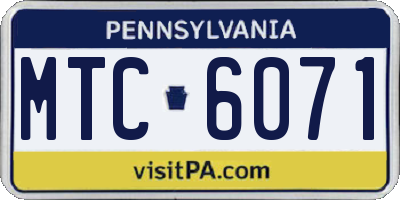 PA license plate MTC6071